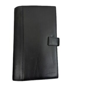 TUMI Modernist Travel Wallet Passport Cards Holder Organizer Black Leather